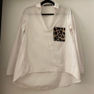 White Shirt Leopart Pocket